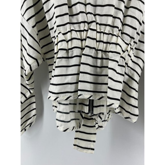 NWT Marissa Webb White Black Striped Kayla Wrap Belt Crop Jacket Size Small $598 - Picture 9 of 16